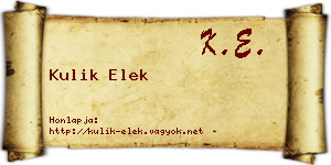 Kulik Elek névjegykártya